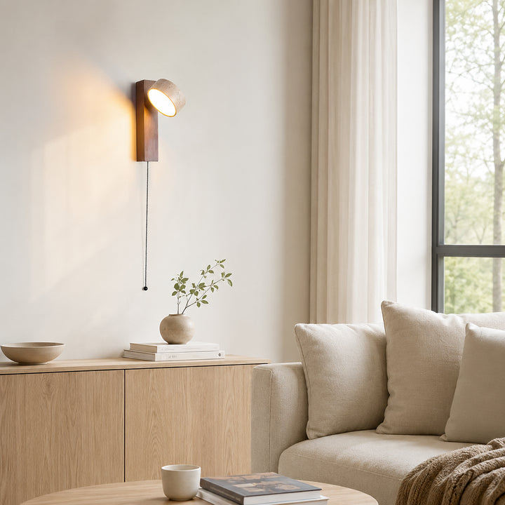 Tavreno Travertine Wood Wall Lamp 4
