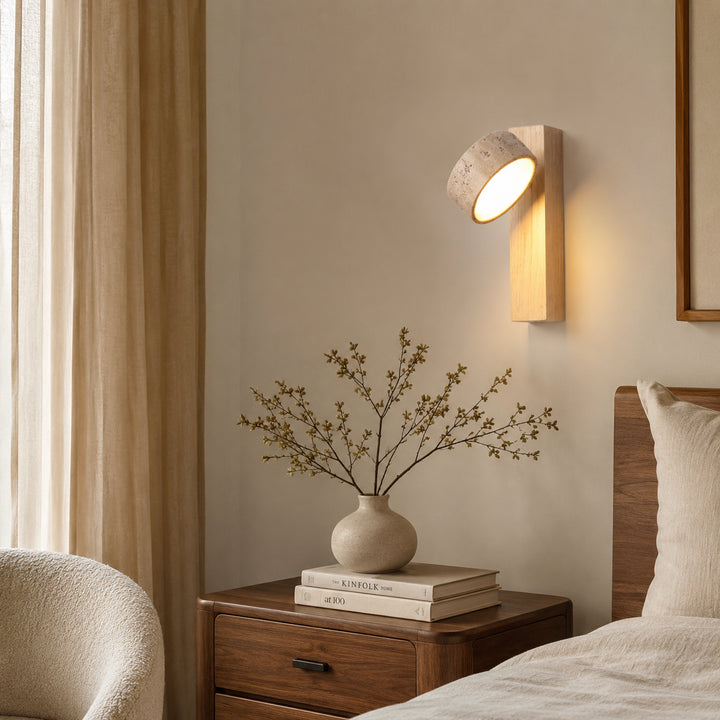 Tavreno Travertine Wood Wall Lamp 5