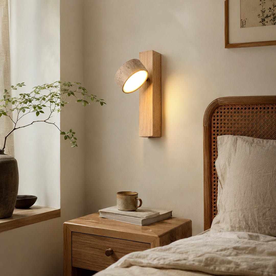 Tavreno Travertine Wood Wall Lamp 7