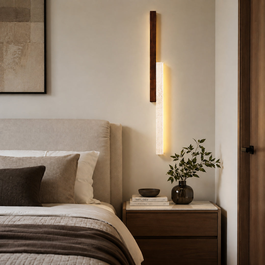 Tervalune Travertine Wood Wall Lamp 1