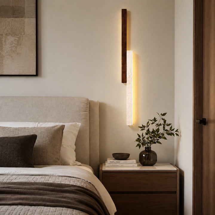 Tervalune Travertine Wood Wall Lamp 1