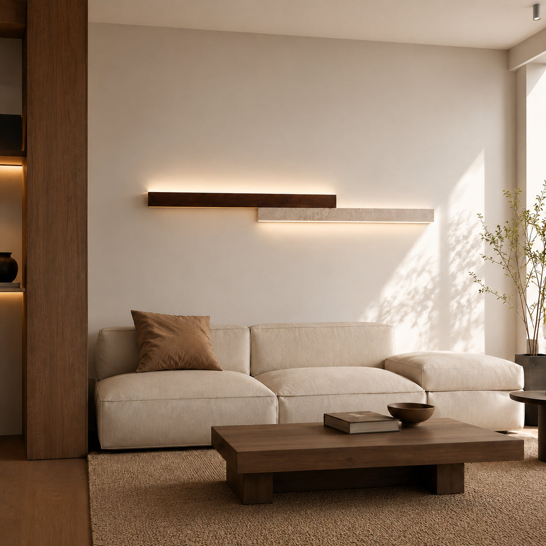 Tervalune Travertine Wood Wall Lamp 2