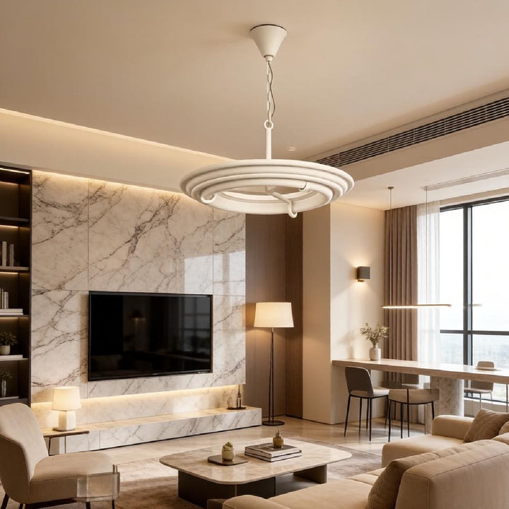 Tiered Plaster Ring Chandelier 11