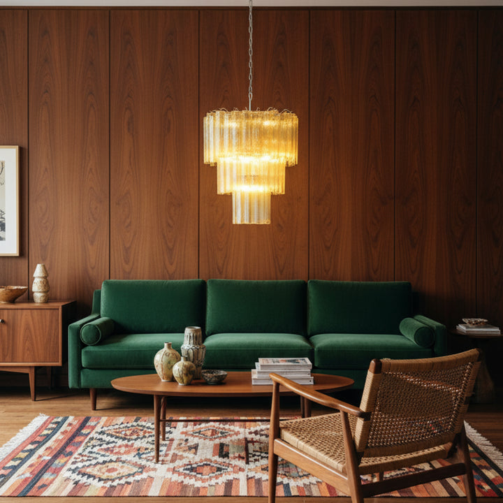 Tube Yellow Murano Glass Chandelier 2