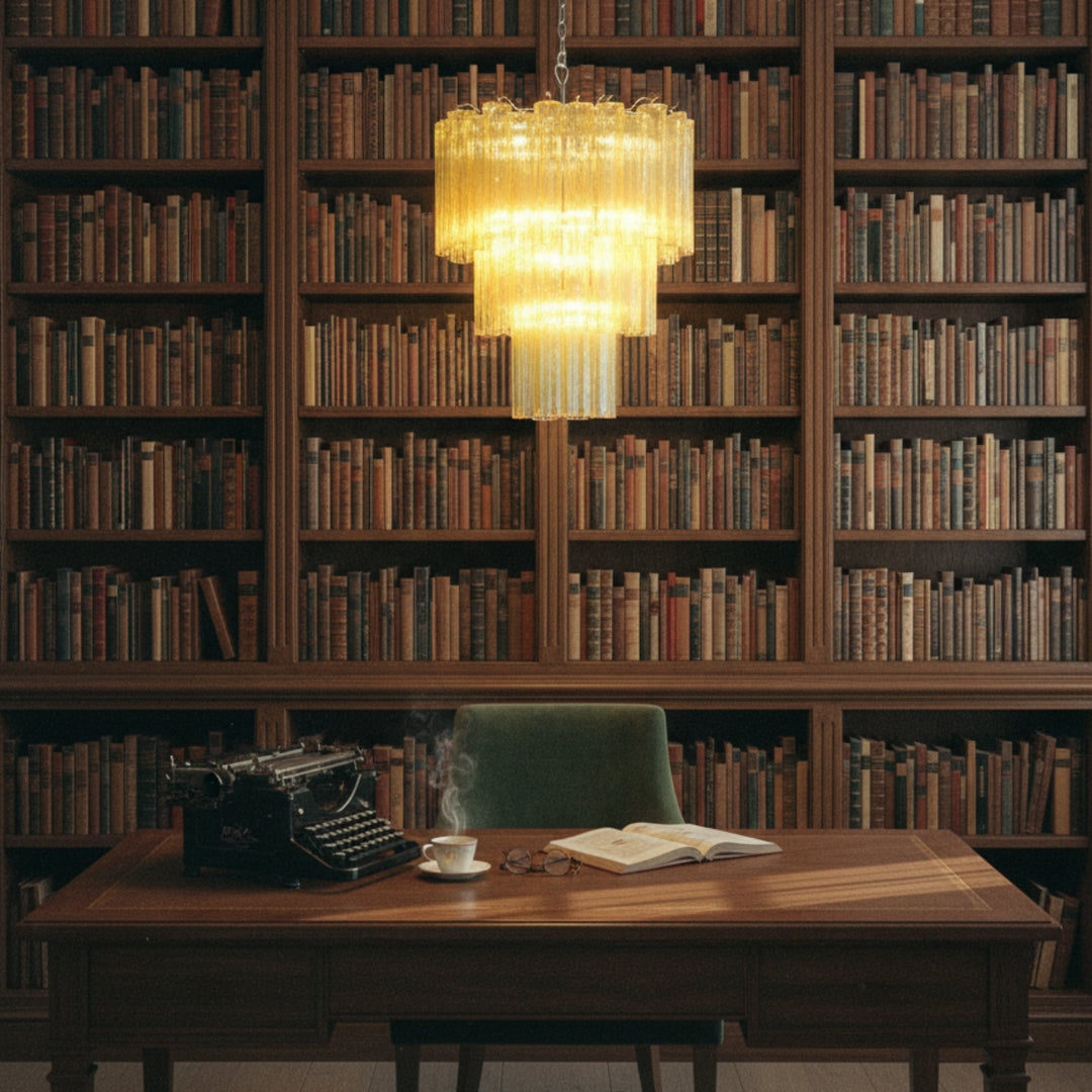 Tube Yellow Murano Glass Chandelier 3