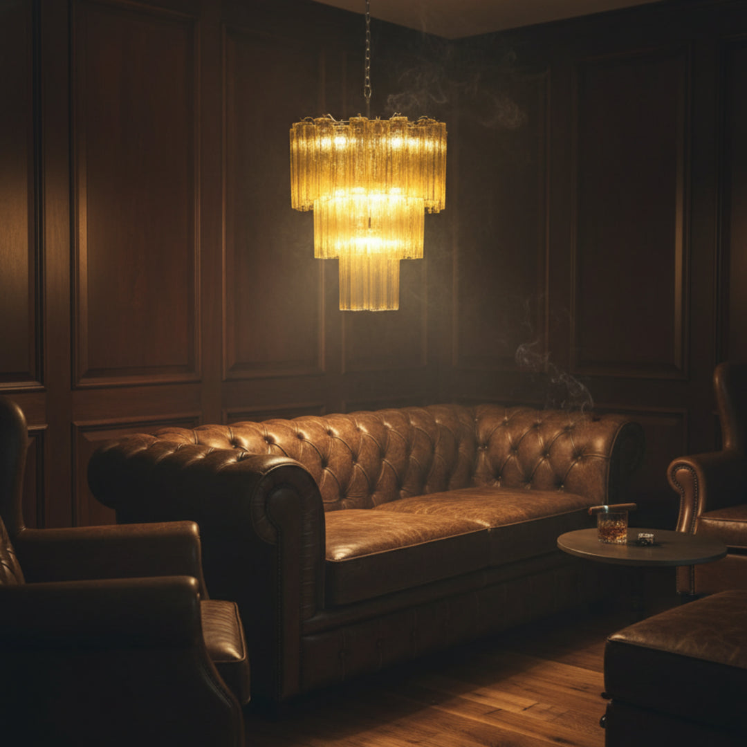 Tube Yellow Murano Glass Chandelier 5