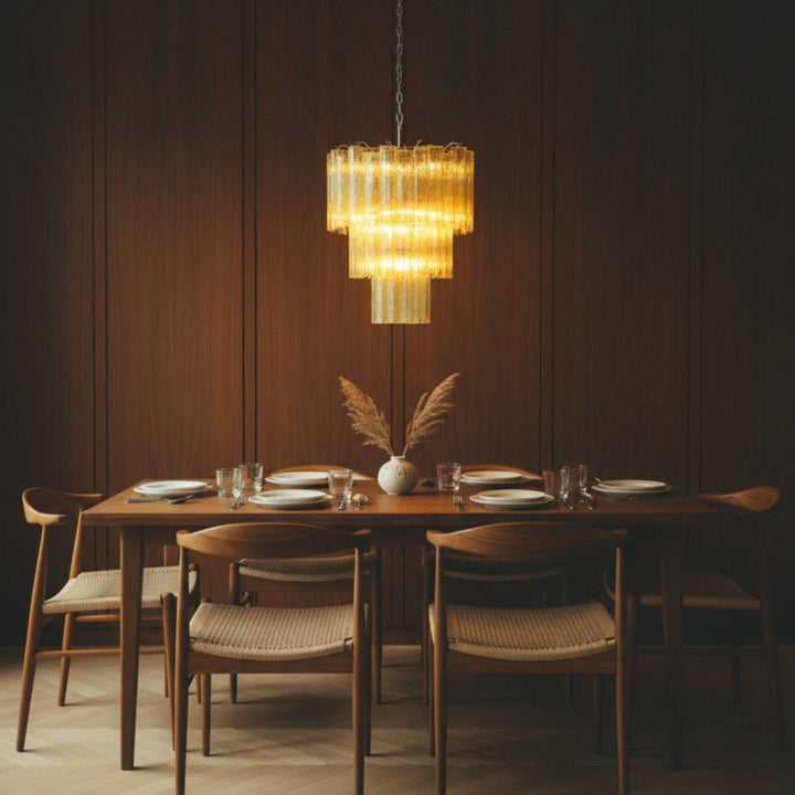 Tube Yellow Murano Glass Chandelier 6