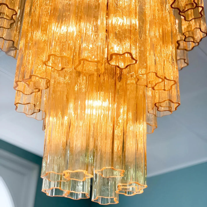 Tube Yellow Murano Glass Chandelier 8