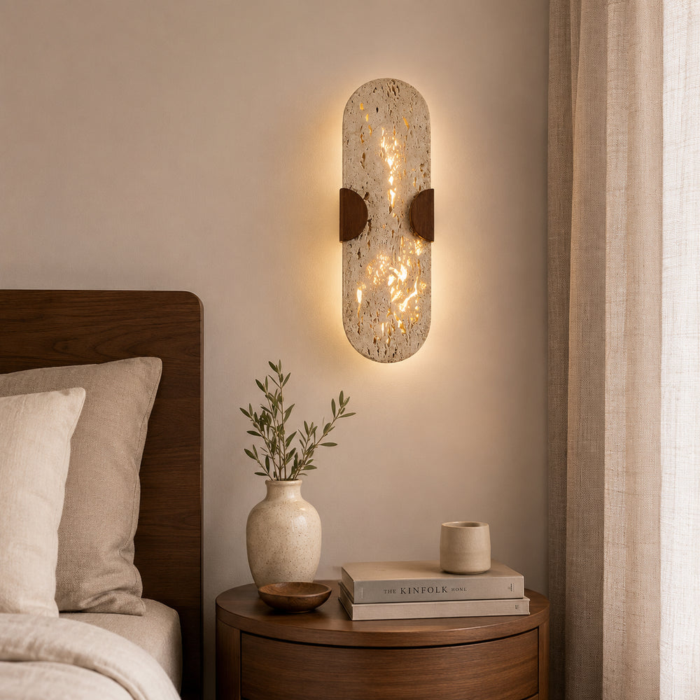 Virelt Oval Travertine Wall Lamp 1