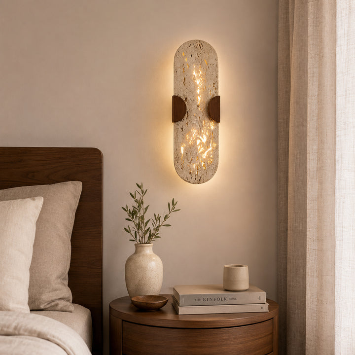 Virelt Oval Travertine Wall Lamp 1