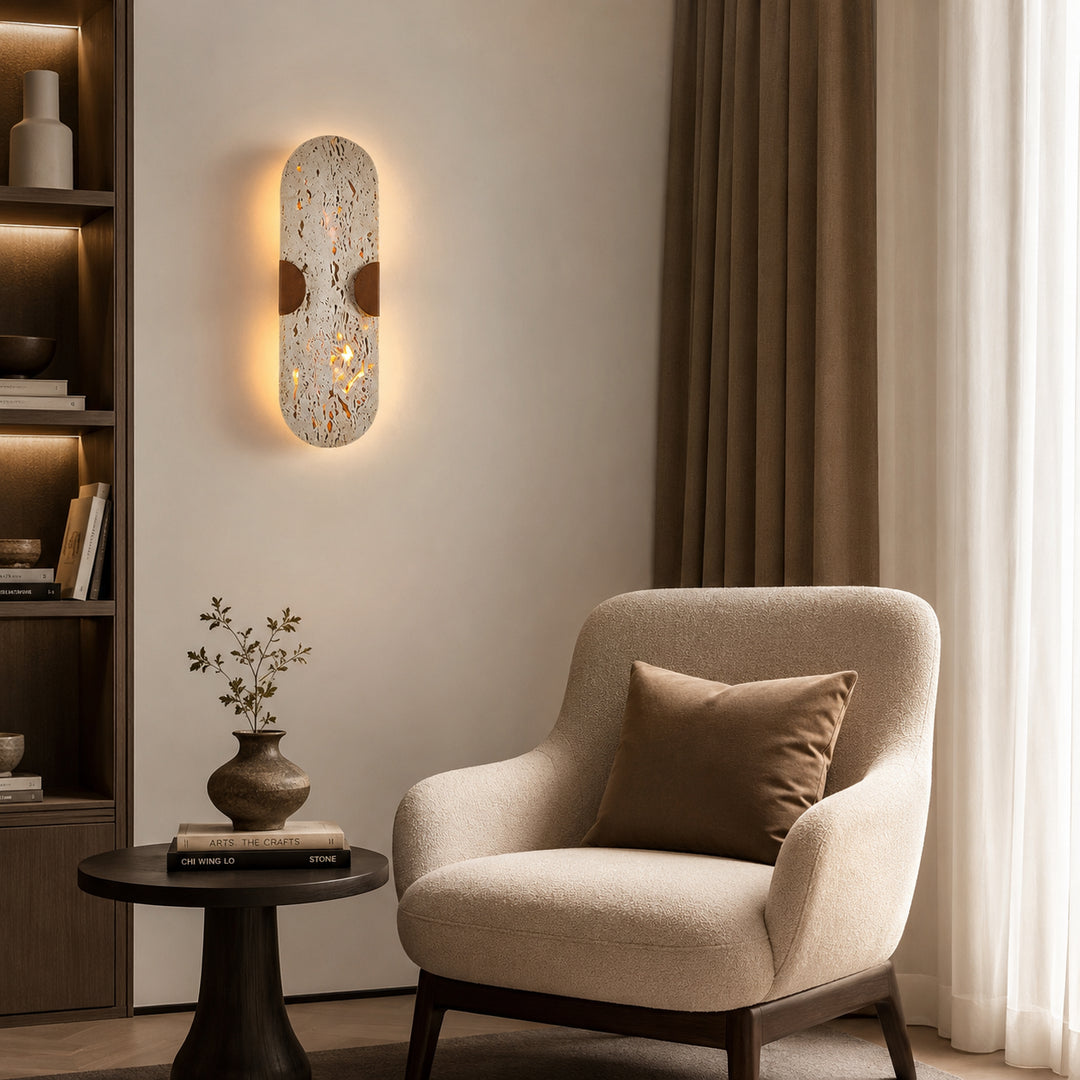 Virelt Oval Travertine Wall Lamp 2