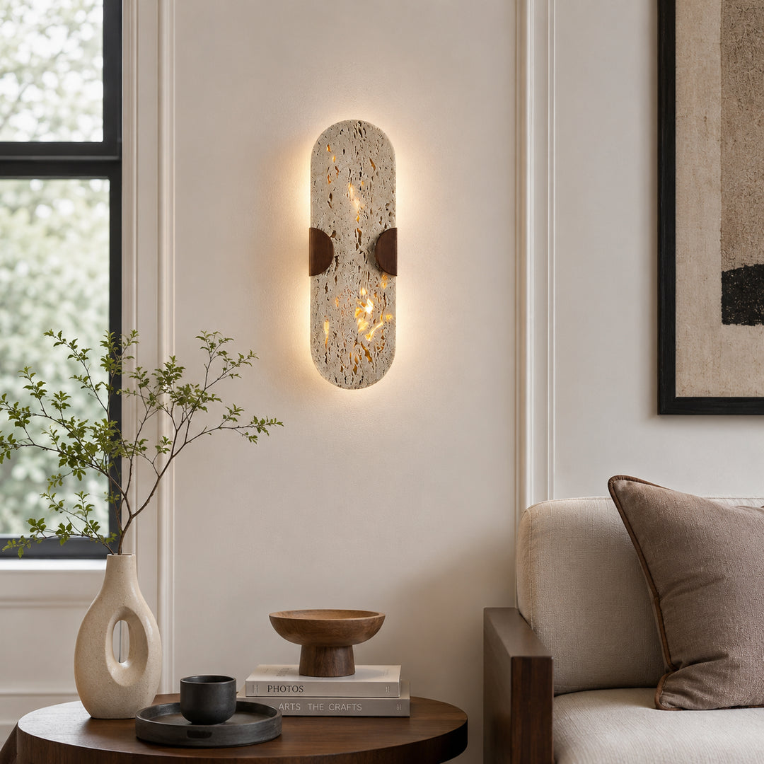 Virelt Oval Travertine Wall Lamp 3