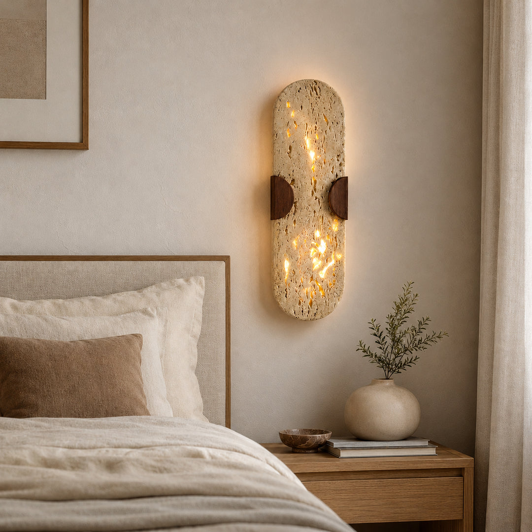 Virelt Oval Travertine Wall Lamp 4