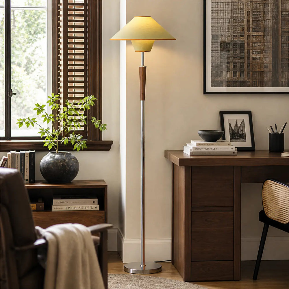 Vora Walnut Tapered Floor Lamp 7