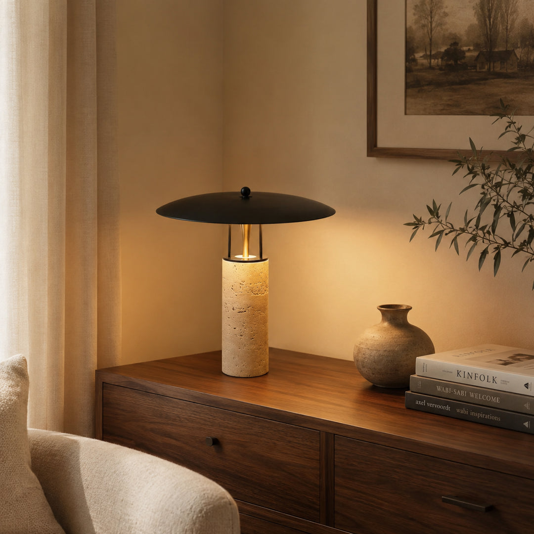 Vorllin Travertine Mushroom Table Lamp 7
