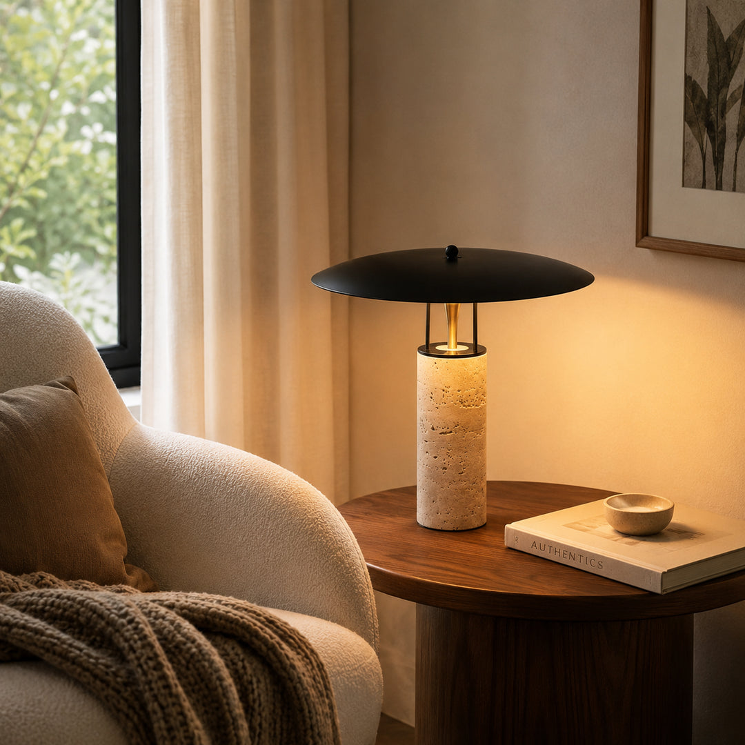 Vorllin Travertine Mushroom Table Lamp 8