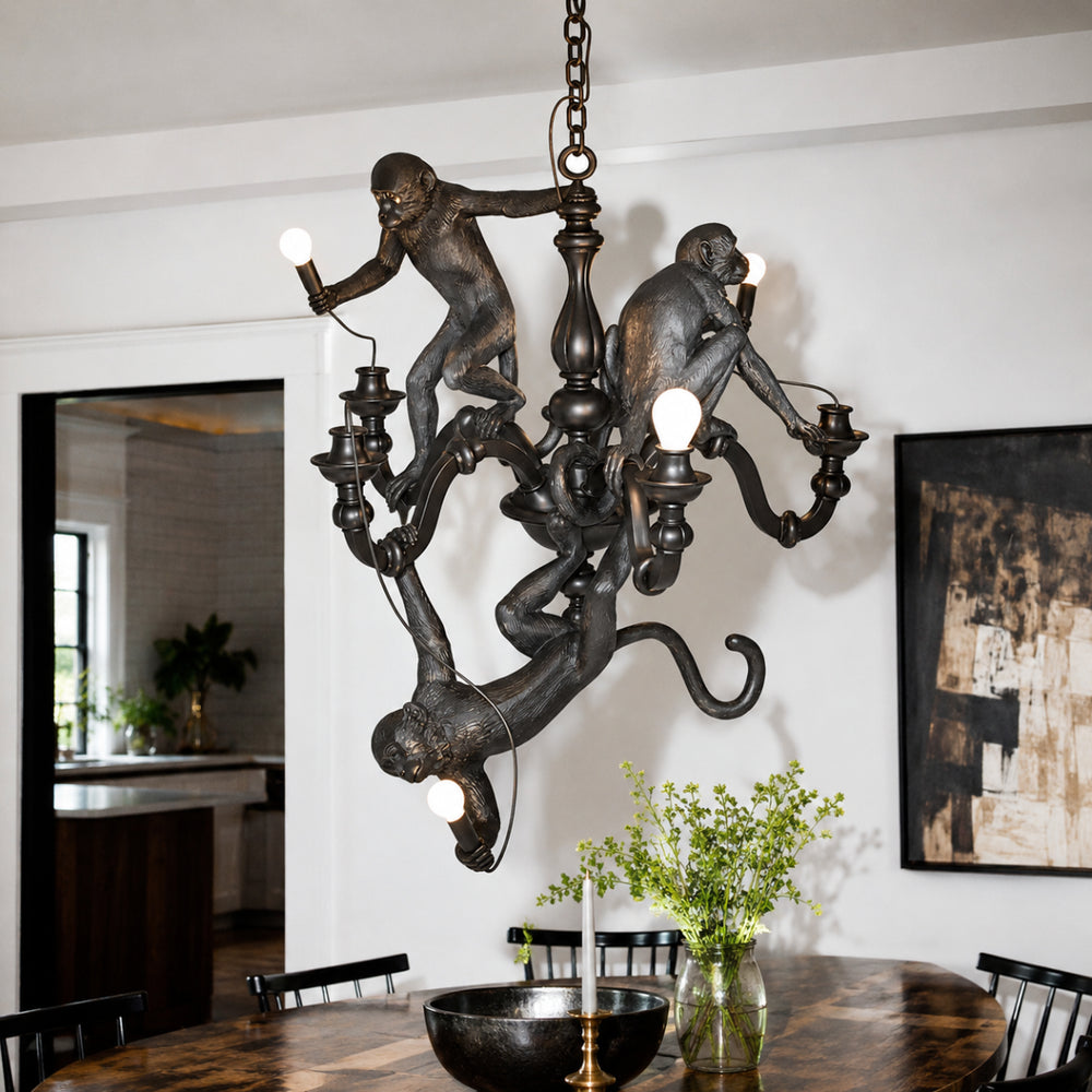 Whimsical Monkey Sculpture Chandelier 10