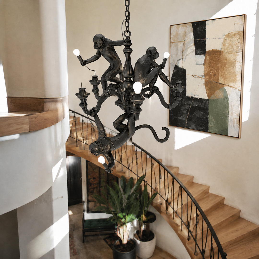 Whimsical Monkey Sculpture Chandelier 11