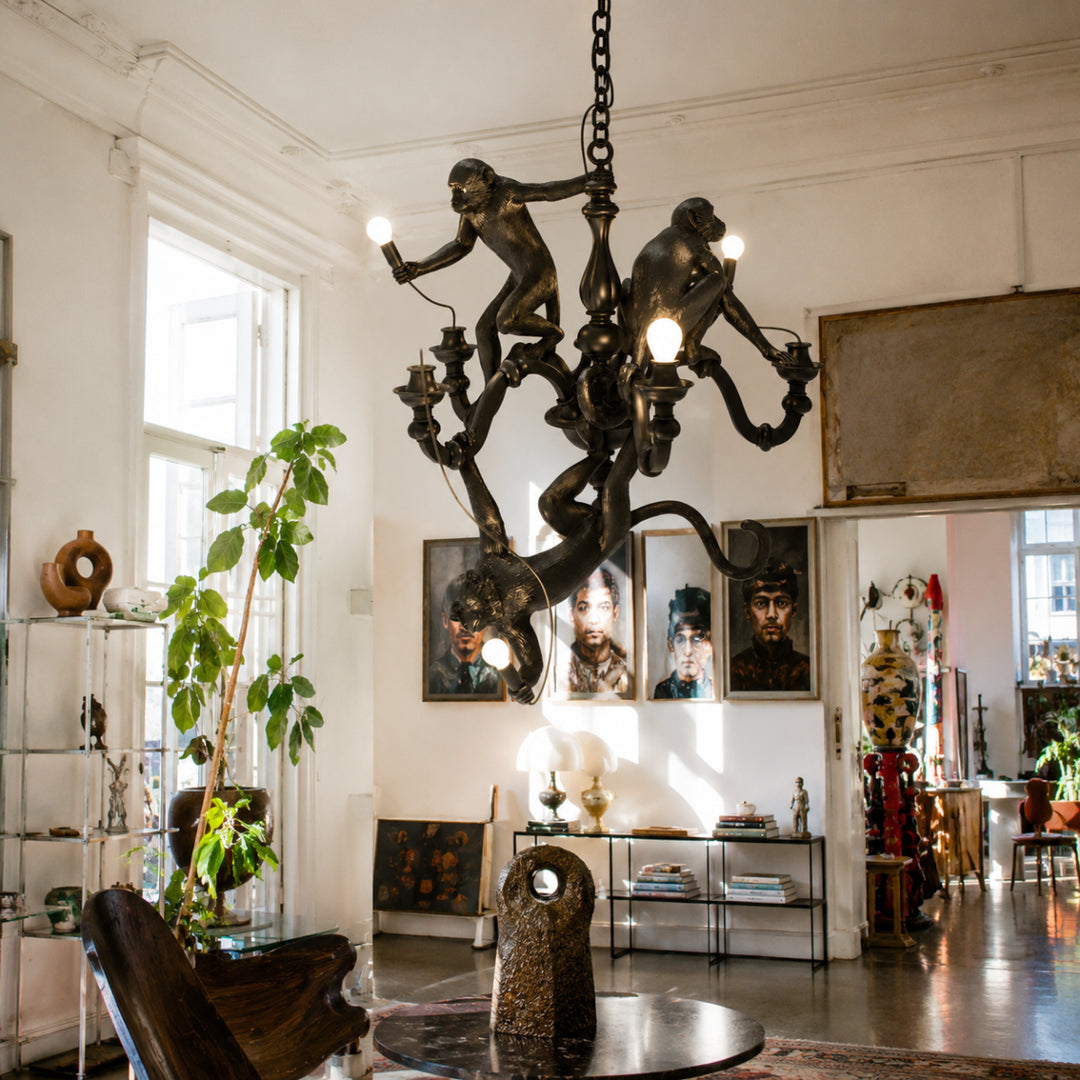 Whimsical Monkey Sculpture Chandelier 12
