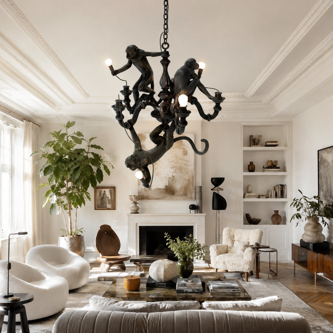 Whimsical Monkey Sculpture Chandelier 2