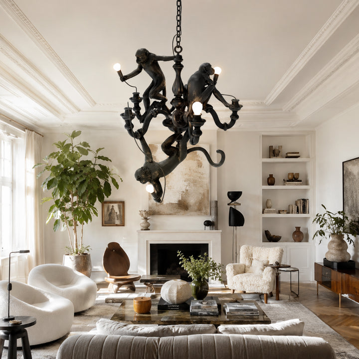 Whimsical Monkey Sculpture Chandelier 2