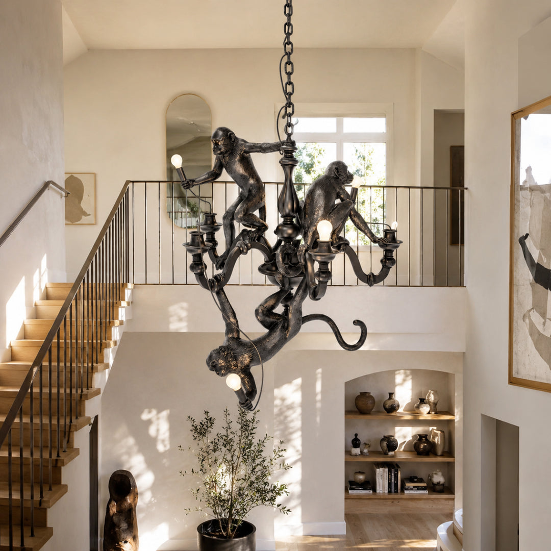 Whimsical Monkey Sculpture Chandelier 8