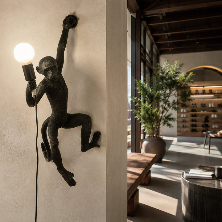Whimsical Monkey Sculpture Wall Lamp 11