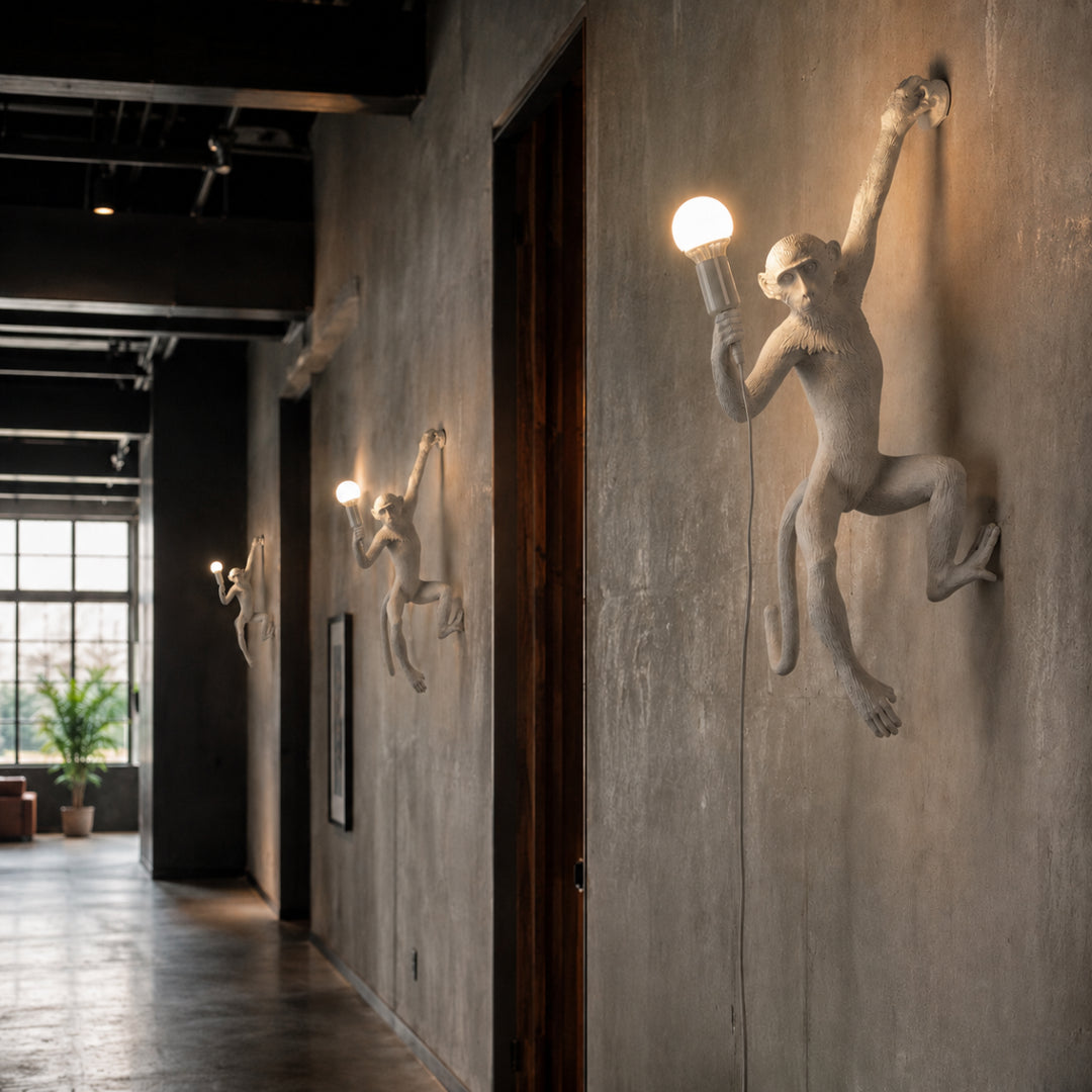 Whimsical Monkey Sculpture Wall Lamp 12