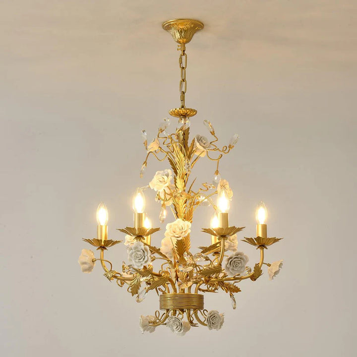 White Rose Crystal Chandelier 3